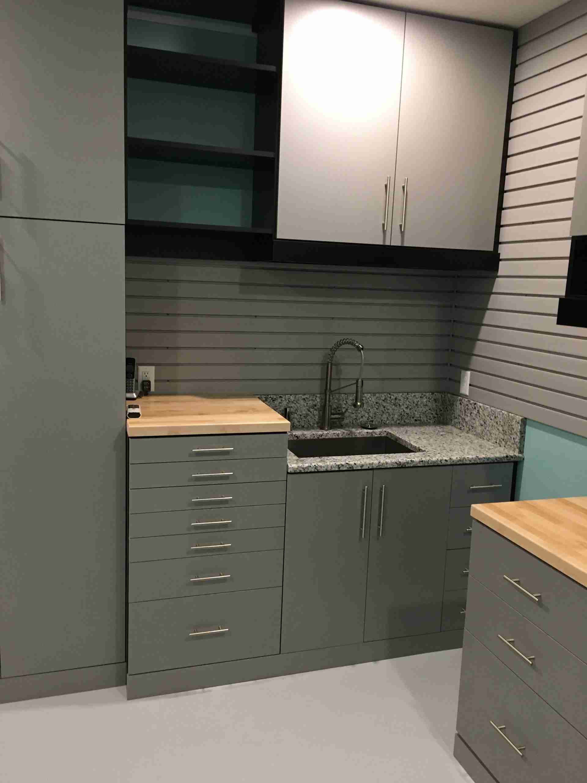 Garage with a sink