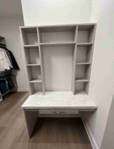 Vanity inside closet