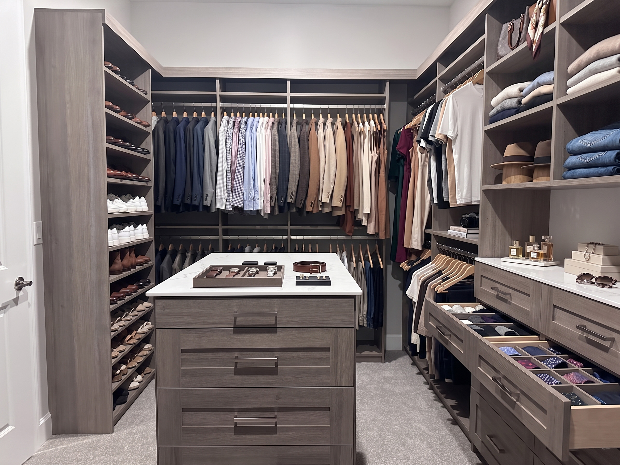 Walk-in closet with island